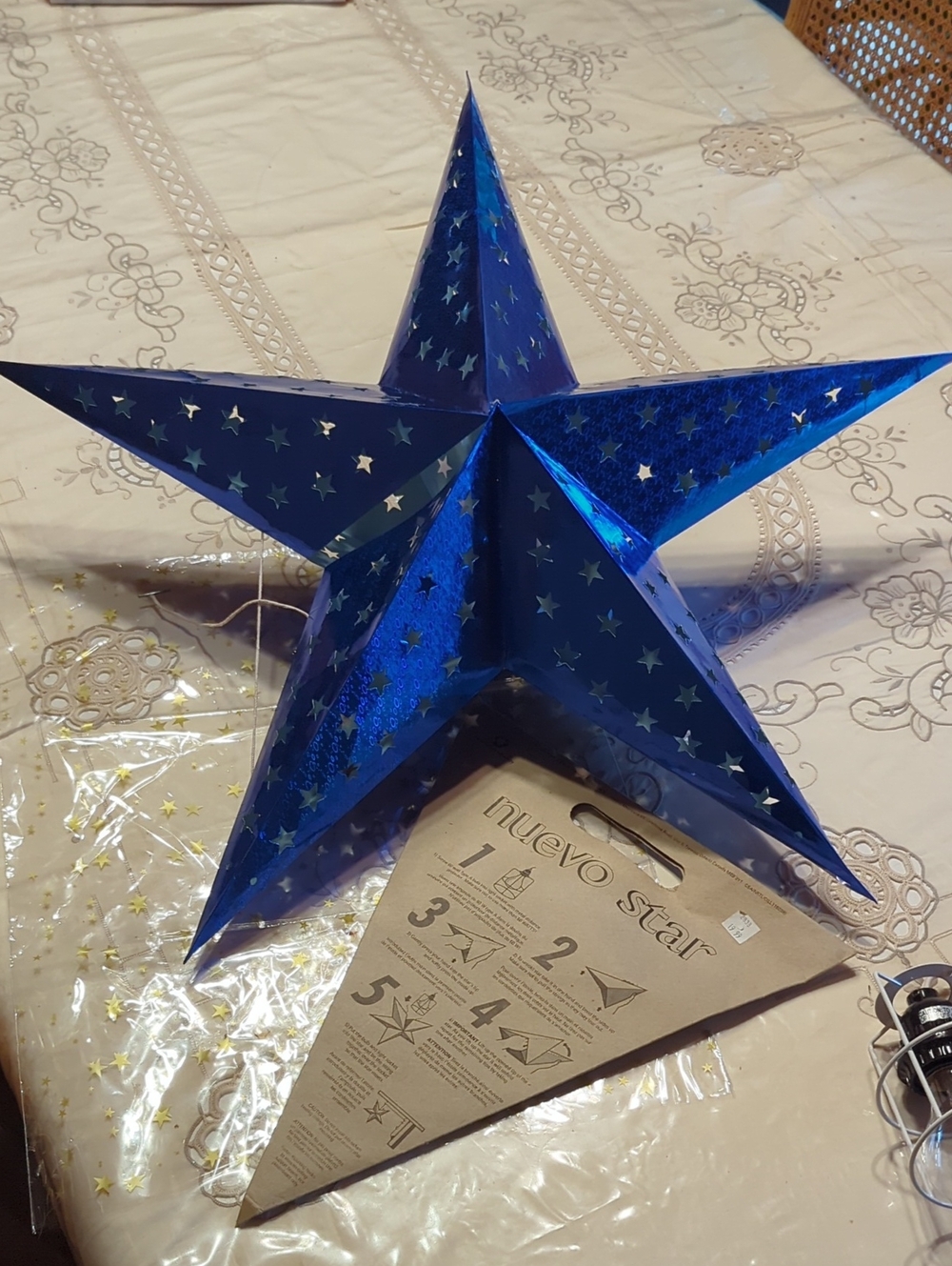 Blue Metallic Paper Star Decoration